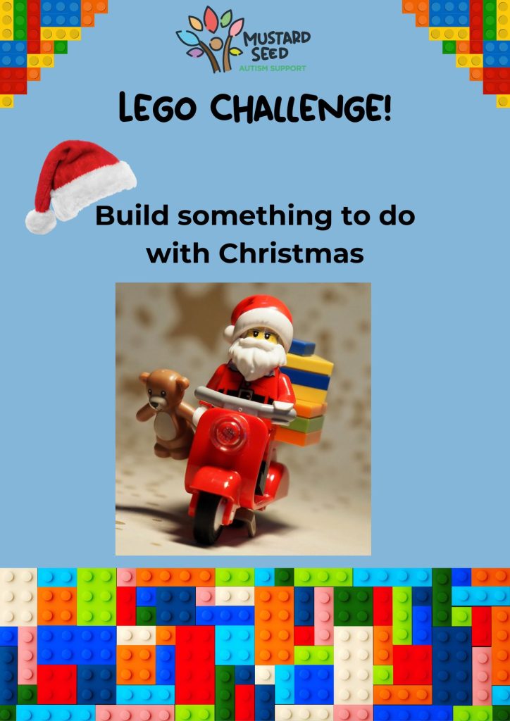 photo of a lego father christmas  on a scooter