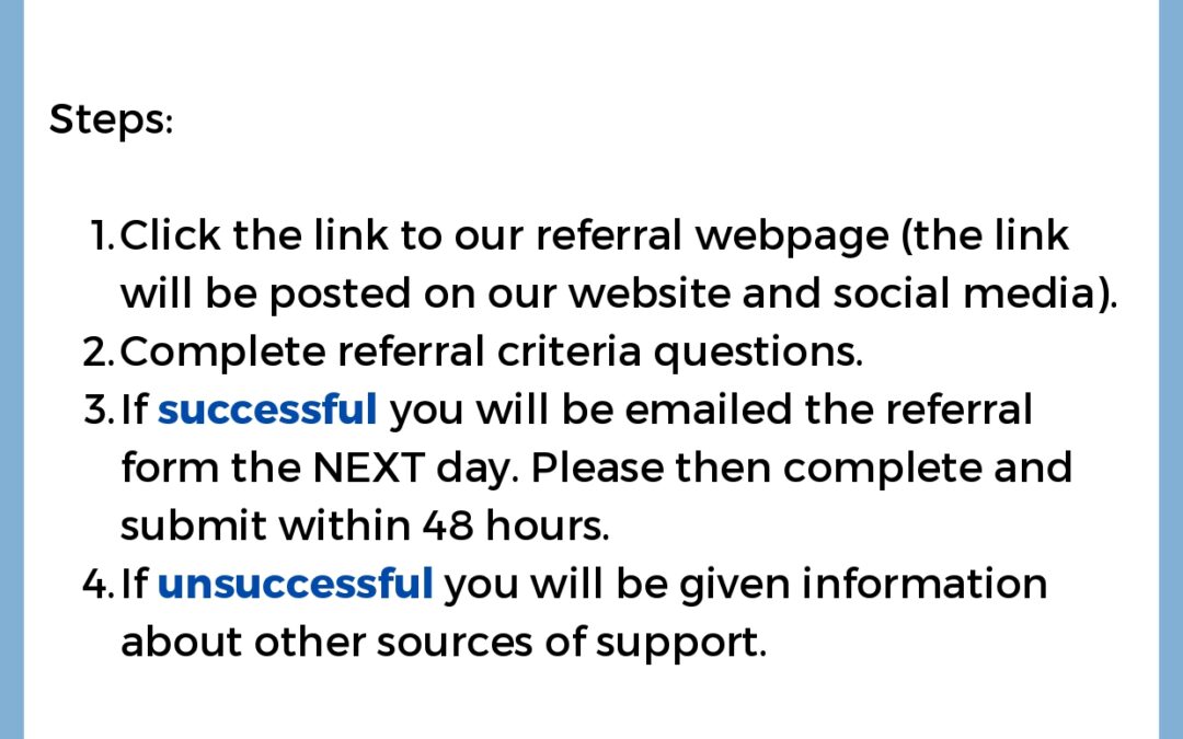 Referrals Open Monday 13th April